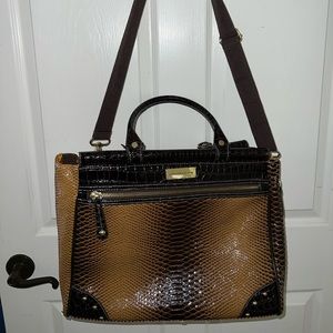 Samantha Brown carry-on large tote faux brown and gold croc. Very GLAM!